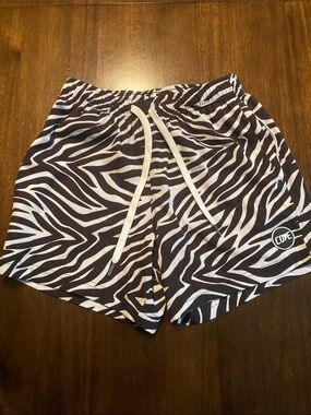 Cove Zebra-Print Athletic Shorts - Black & White